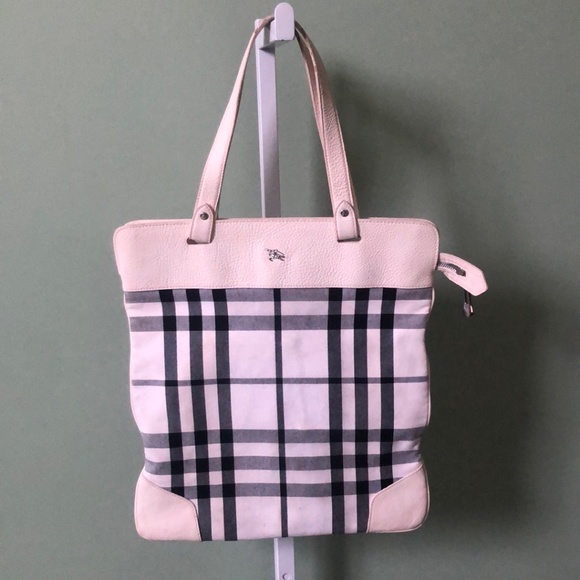 Burberry Womens Stowell White Plaid Double Handle Tote Shoulder Handbag W/ Coa - Picture 2 of 5